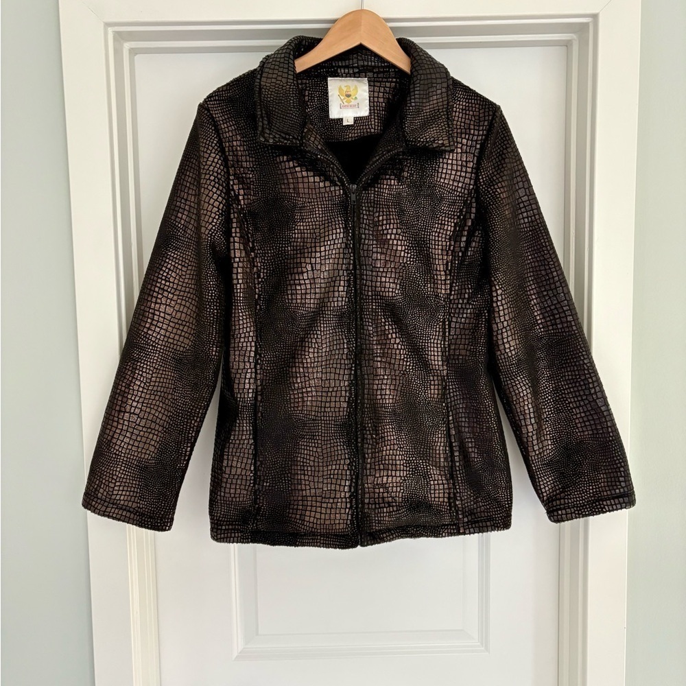 Ameri Mode Metallic Browntextured Jacket Size L - image 1
